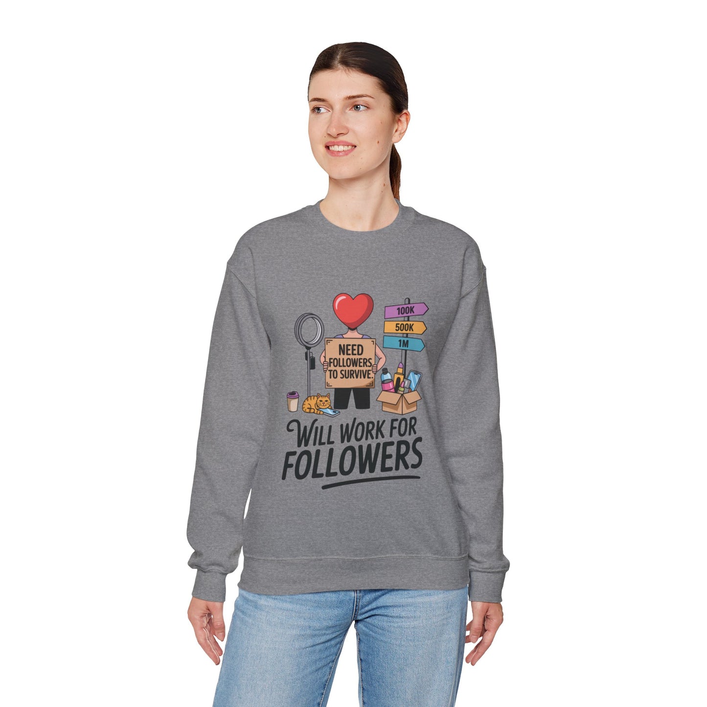 Funny Influencer Womens Sweatshirt, Social Media Sweatshirt, Humor Gifts, Crewneck for Influencers, Casual Wear, Womens Cozy Meme Top