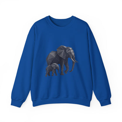 Geometric Elephant Sweatshirt, Cozy Unisex Crewneck, Animal Lover Gift, Nature Inspired Apparel, Eco-Friendly Fashion, Gift for Her