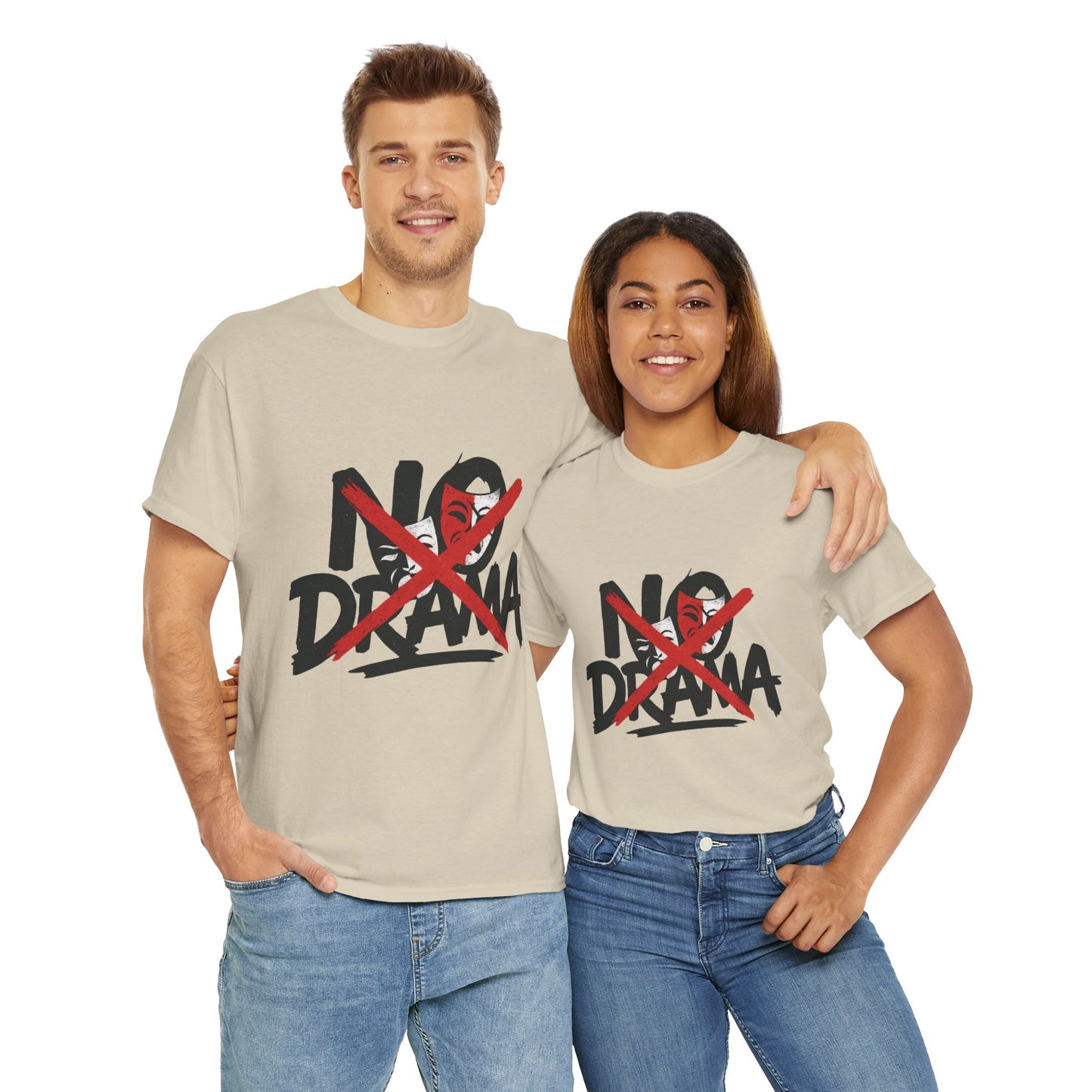 No Drama Unisex Heavy Cotton Tee, Casual Shirt, Gift for Friends, Relaxed Fit, Comfort Wear, Everyday Style