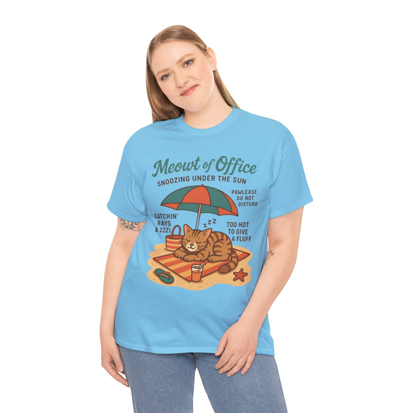 Cat Shirt, Cute Beach Cat Womens T-Shirt, Funny Summer Vacation Tee, Lazy Cat Humor Gift, Cat Lover T-Shirt, Vacation Humor Tee