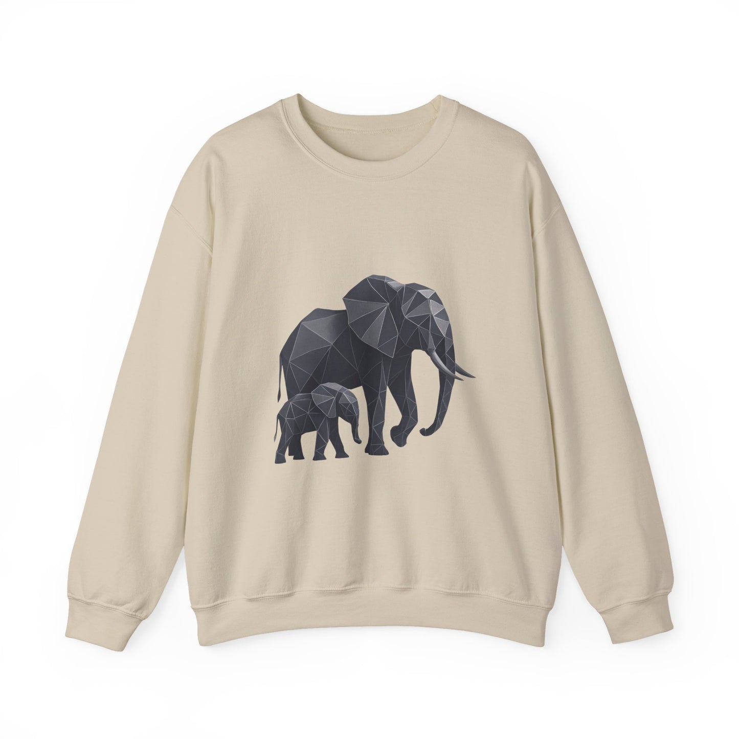Geometric Elephant Sweatshirt, Cozy Unisex Crewneck, Animal Lover Gift, Nature Inspired Apparel, Eco-Friendly Fashion, Gift for Her