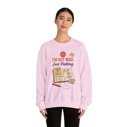 Funny Women's Revenge Sweatshirt, I'm Not Mad Just Plotting, Passive Aggressive Sarcastic Crewneck for Her, Funny Plotting Sweatshirt