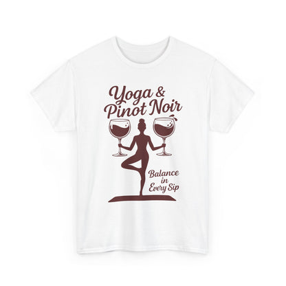 Yoga and Wine Shirt Women, Funny Pinot Noir Tee, Balance in Every Sip Tee, Yoga Lover Gift