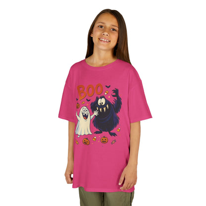 Kids Halloween T-Shirt BOO! Cute Ghost Monster Shirt, Funny Spooky Graphic Tee for Boys Girls, Halloween Costume Gift