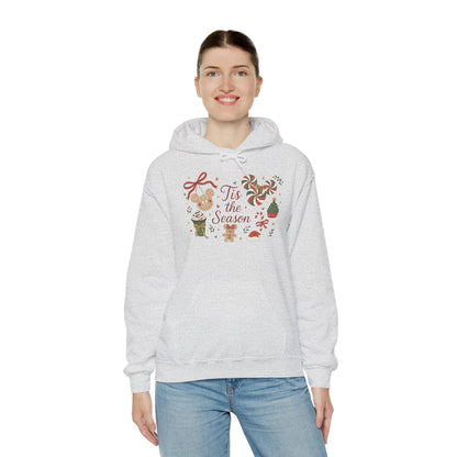 Tis the Season Christmas Women's Hooded Sweatshirt, Cozy Cookie - Cocoa Holiday Jumper, Unisex Heavy Blend™ Hooded Sweatshirt