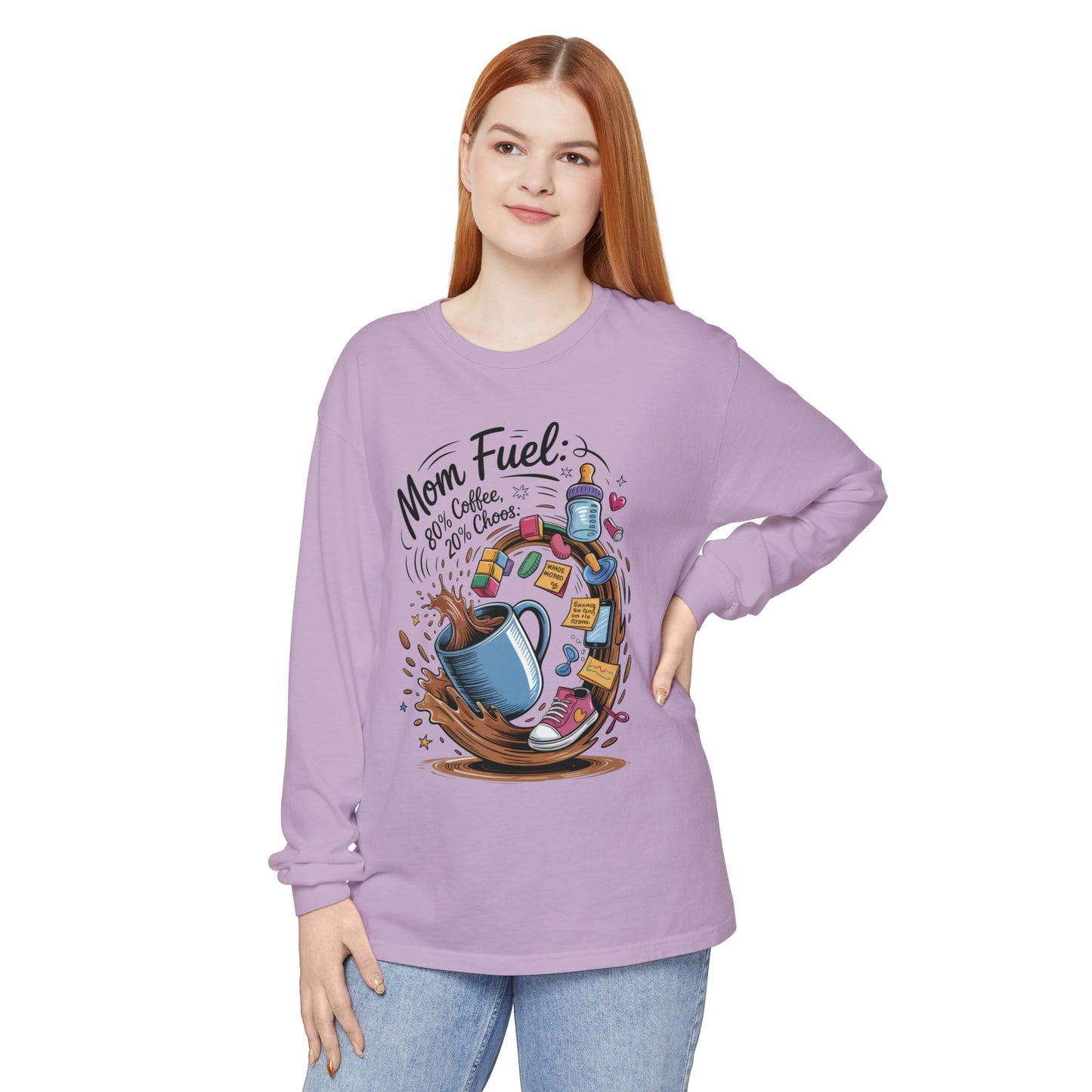 Mom Fuel Long Sleeve T-Shirt, Coffee Lovers Gift, Mother's Day Apparel, Cute Mom Shirt, Coffee Lover Mom Life Top, Coffee Lover's Tee