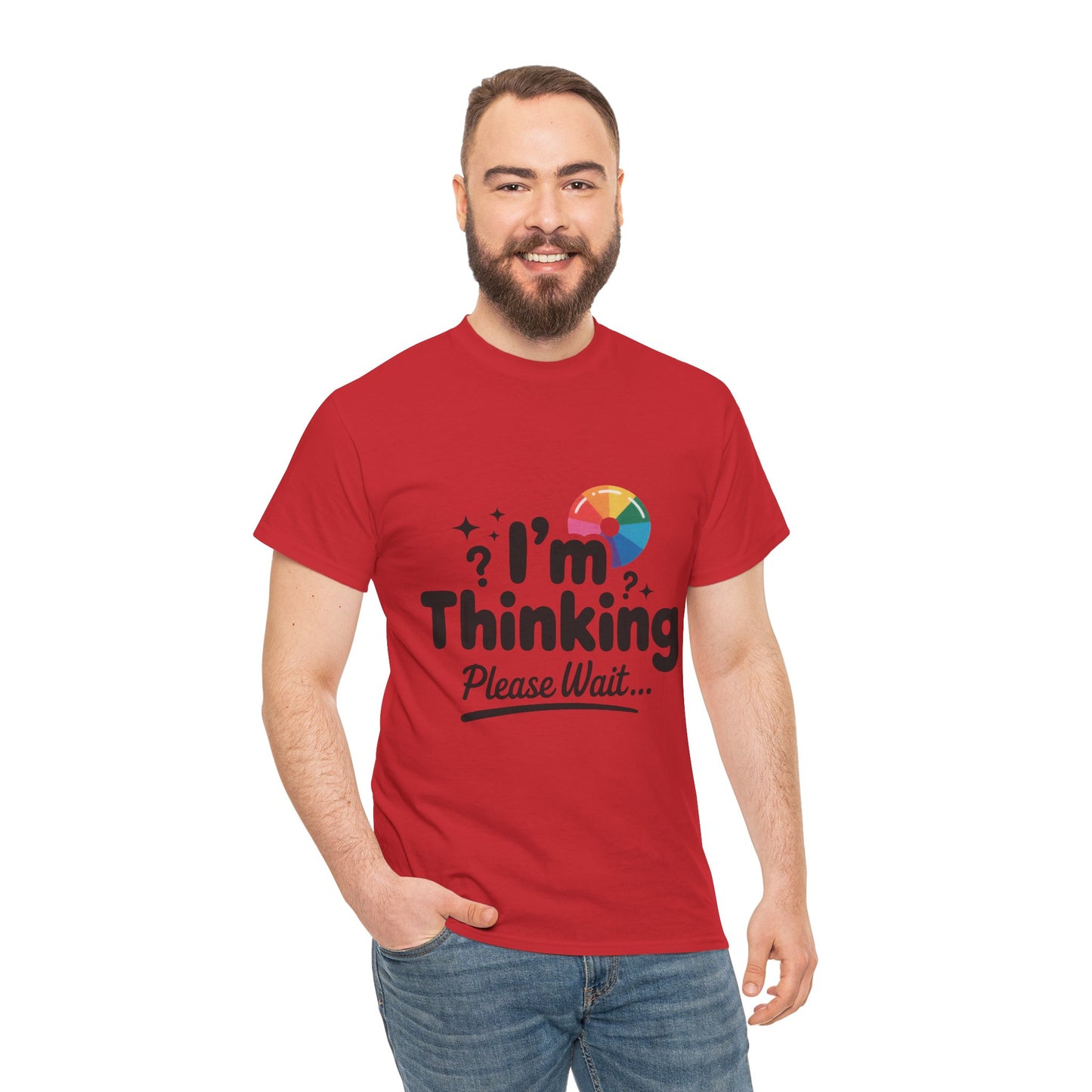 Funny - Im Thinking Please Wait - Mens T-Shirt, Cute Geeky Gift for Introverts, Programmers, Designers, Fun Humor Shirt, Gift for Adults