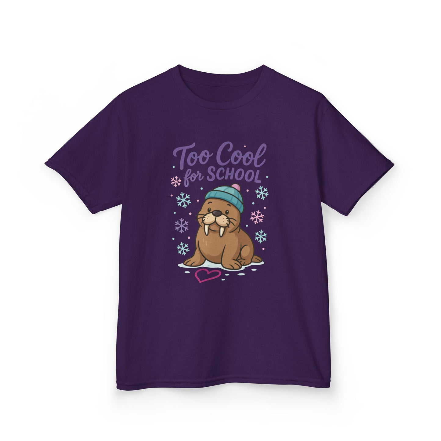 Kids Heavy Cotton™ Tee, Kids Too Cool for School Walrus T-Shirt, Cute Animal Graphic Tee, Funny Winter Shirt