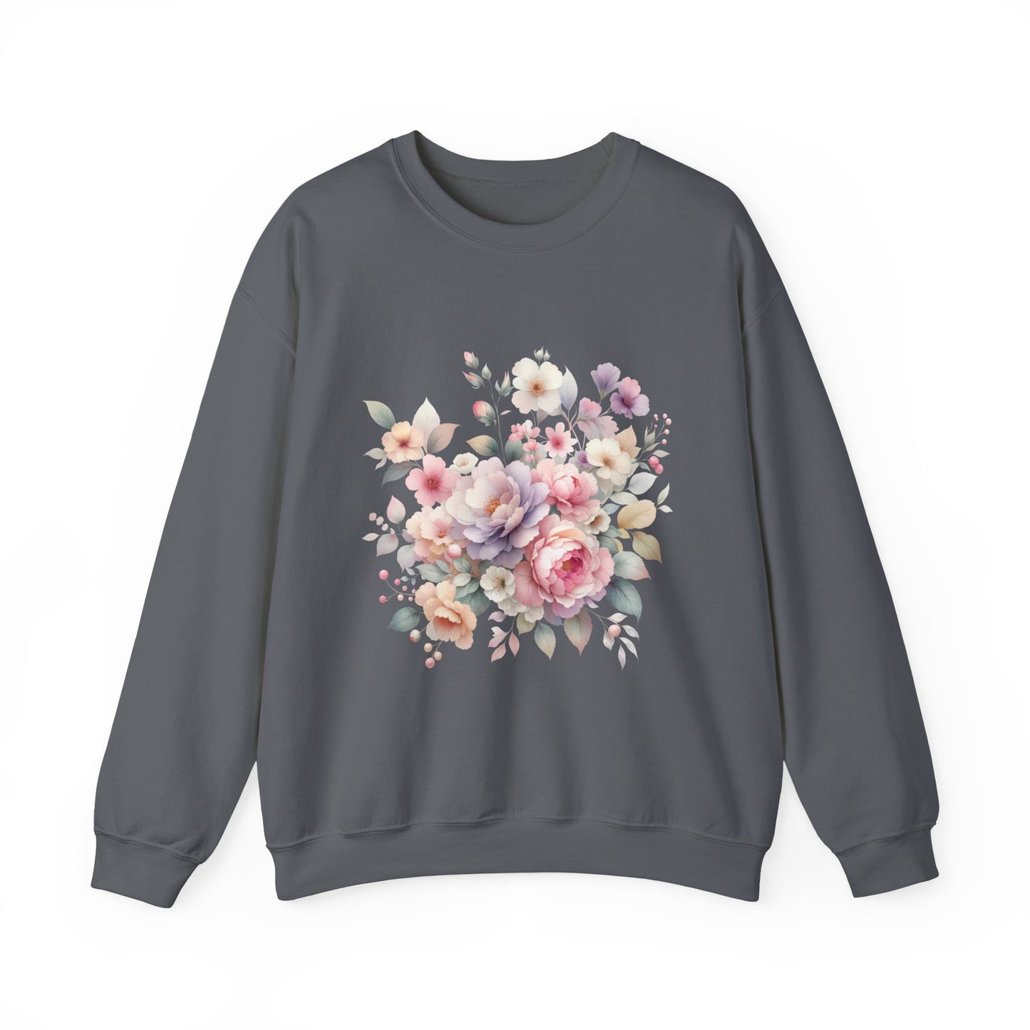 Floral Crewneck Sweatshirt, Cozy Floral Sweatshirt for Spring, Gift for Her, Women's Floral Top, Pastel Floral Sweatshirt