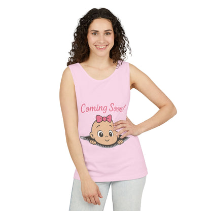 Coming Soon Maternity Tank Top, Cute Baby Girl Pregnancy Announcement Shirt, Expecting Mom Gift, Gender Reveal Tee, Baby Shower Gift