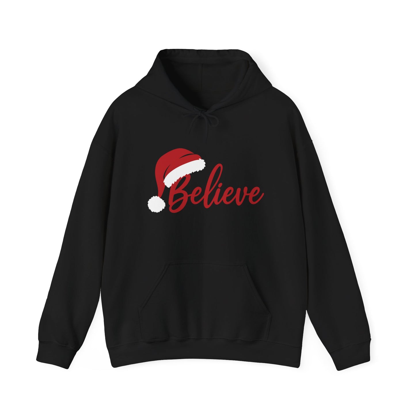 Believe Christmas Women's Hoodie, Minimal Santa Hat Holiday Sweatshirt for Women