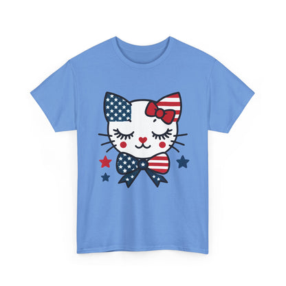 Patriotic Cat Women's Tee, Cute Cat Shirt, Women's T-Shirt, July 4th Outfit, Independence Day Gift, Animal Lover Apparel