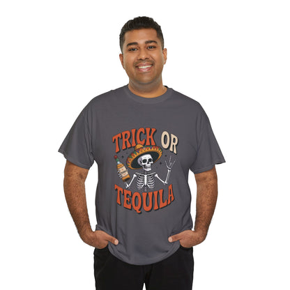 Trick or Tequila Skeleton Men's T-Shirt , Funny Halloween Drinking Party Tee for Men