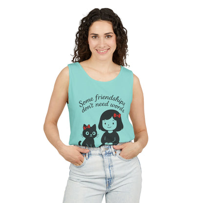 Friendship Tank Top, Cute Cat Lovers Gift, Womens Summer Apparel, Perfect for Casual Outings, Friendship Day, Cat Mom Tees
