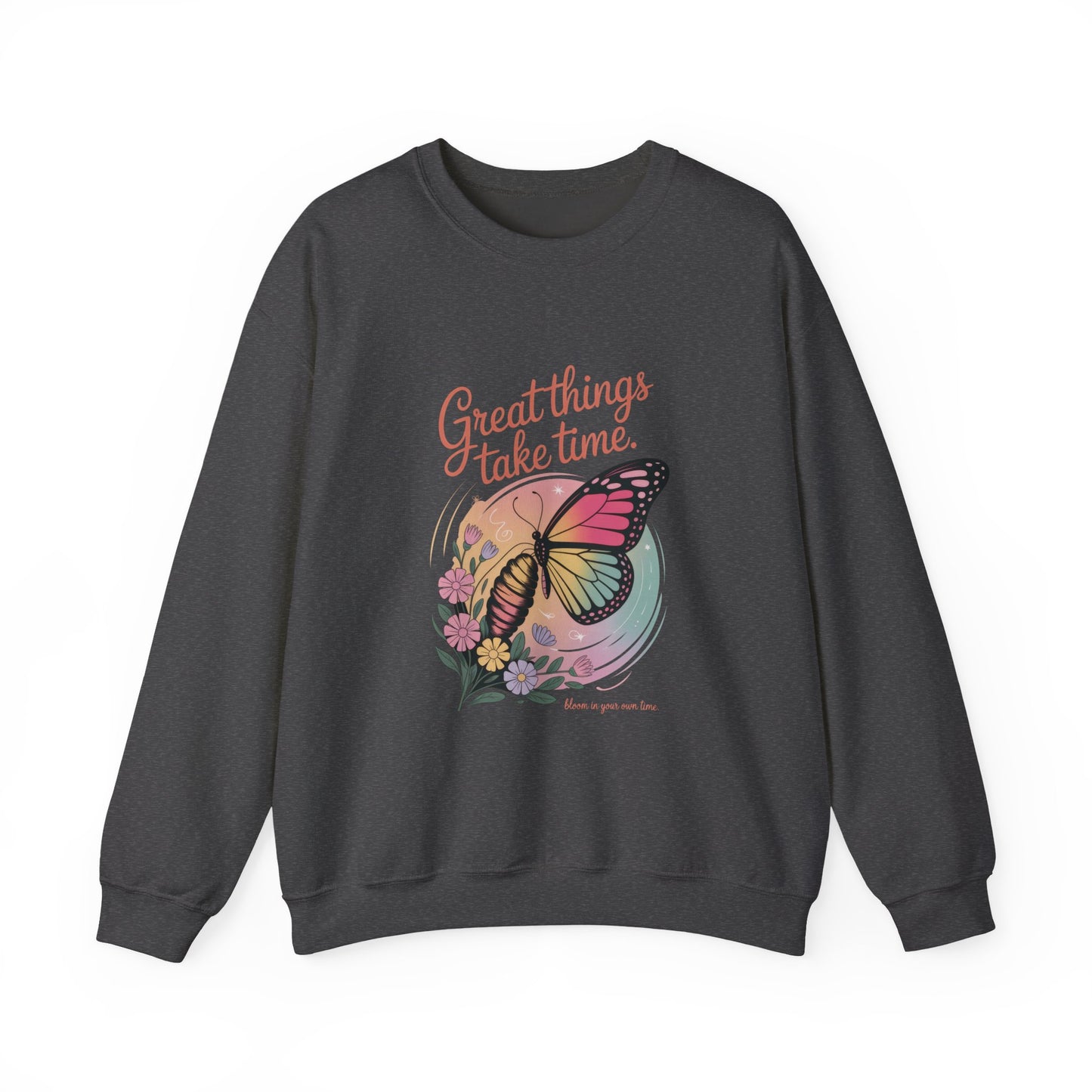 Inspirational Butterfly Sweatshirt - Great Things Take Time, Cozy Unisex Crewneck, Perfect Gift for Nature Lovers, Relaxed Style, [...]