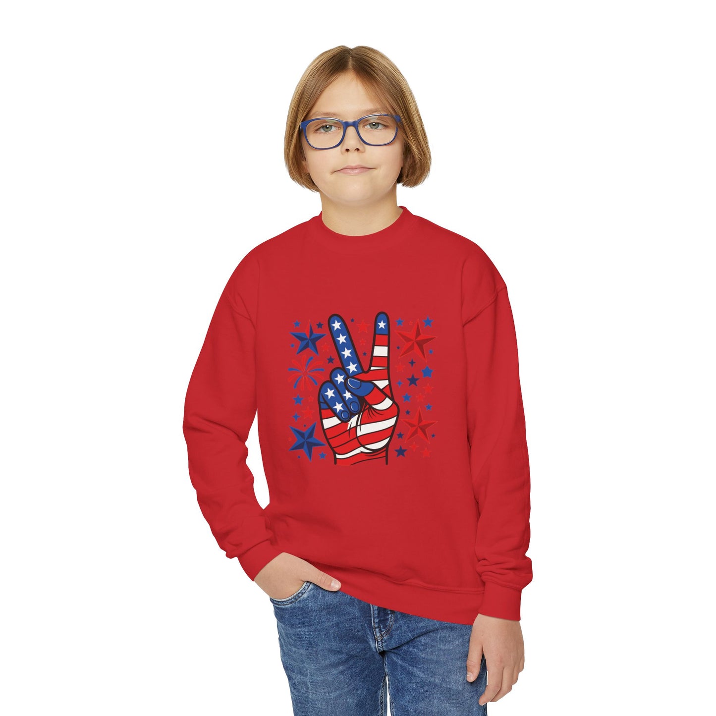 Patriotic Youth Crewneck Sweatshirt - Perfect for Independence Day, Camp, Summer Celebrations, School Spirit, and Everyday Comfort
