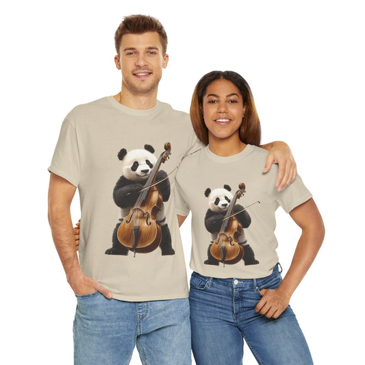 Panda Musician Tee - Cute Animal Graphic Shirt for Music Lovers, Gift for Panda Fans, Unique Concert Outfit, Casual Wear, Cellist Panda