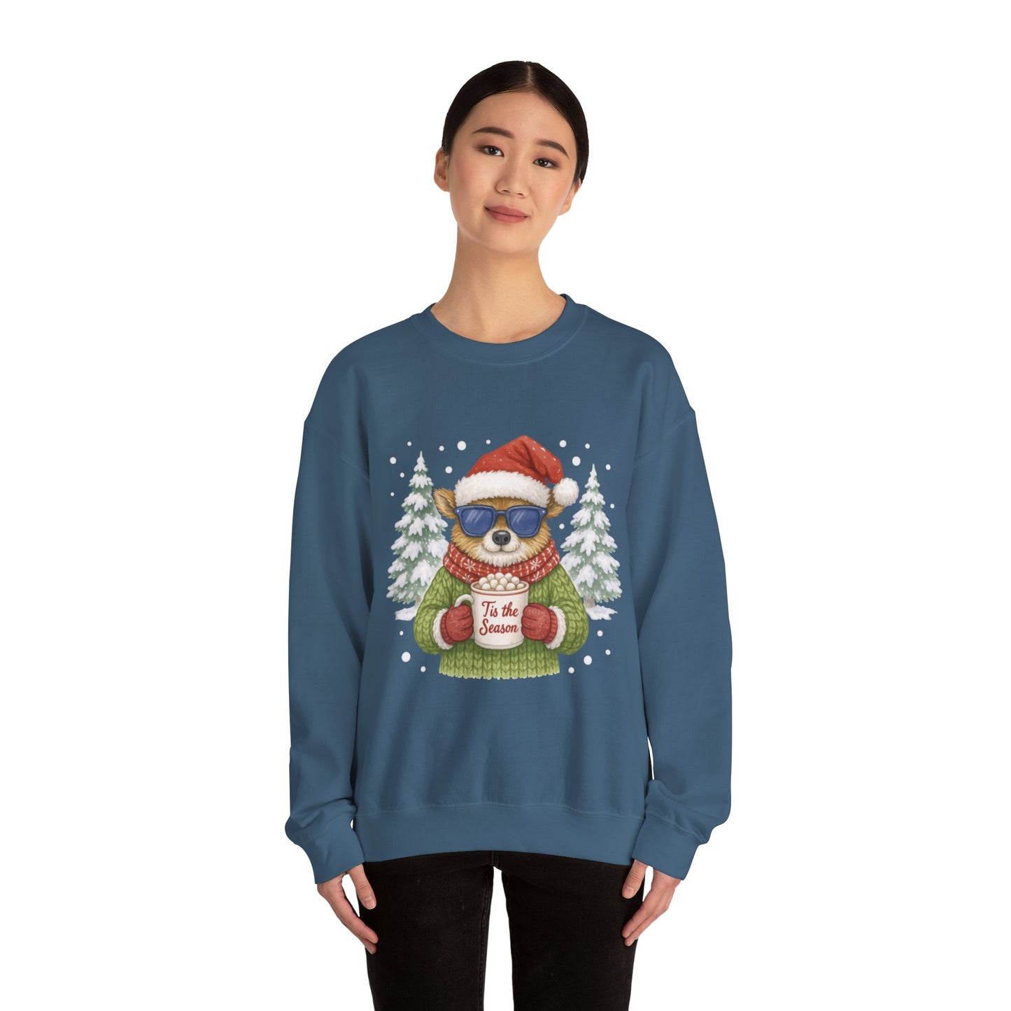 Women's Tis the Season Christmas Sweatshirt, Festive Reindeer Pullover