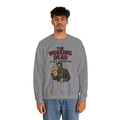 Men's The Working Dead 9-to-5 Apocalypse Sweatshirt, Funny Office Zombie Horror Pullover, Halloween Zombie Work Top