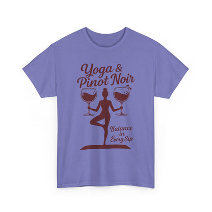 Yoga and Wine Shirt Women, Funny Pinot Noir Tee, Balance in Every Sip Tee, Yoga Lover Gift