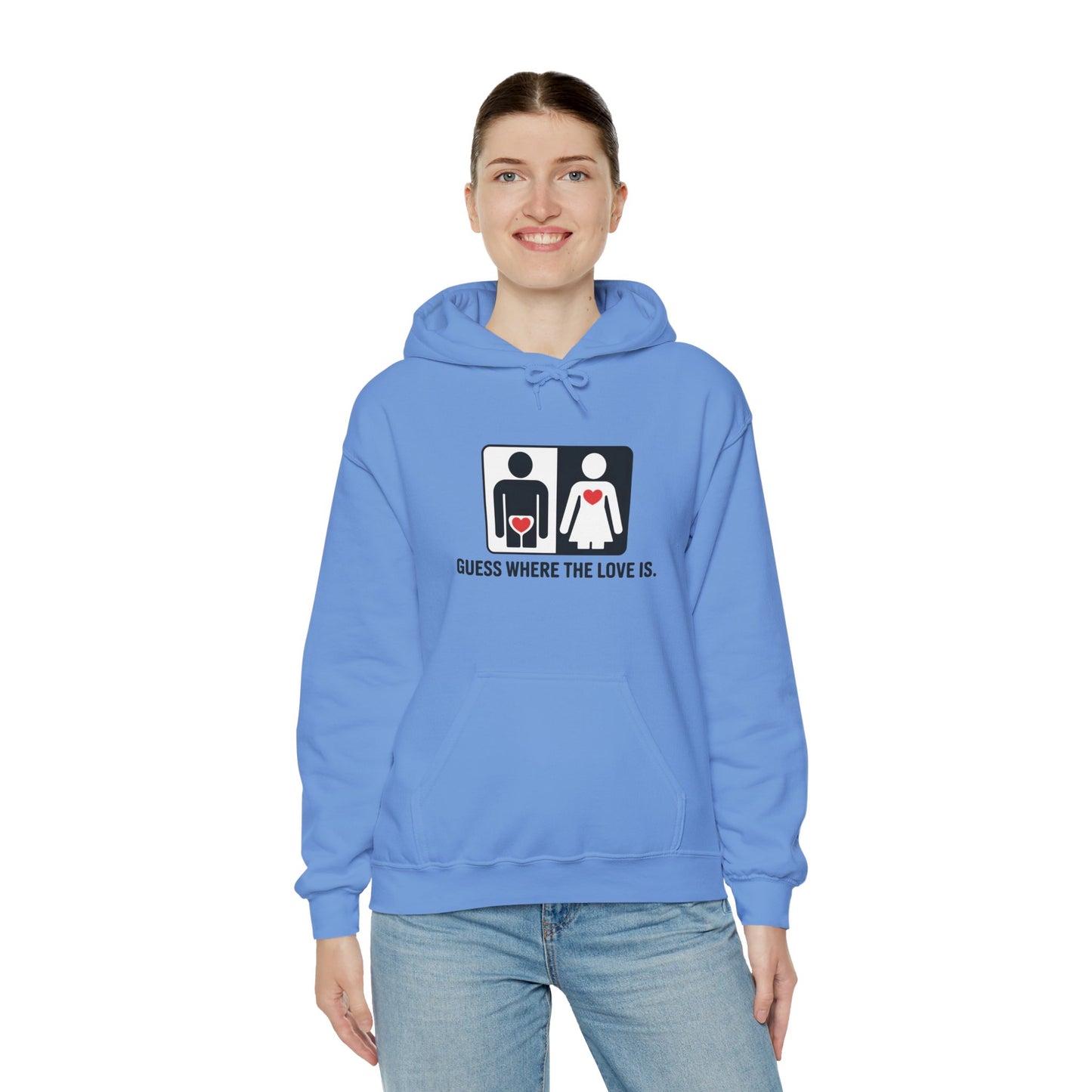 Guess Where the Love Is Hoodie, Cute Couples Hoodie, Valentines Day Gift, Matching Outfits, Witty Relationship Hoodie,  Love Joke Graphic
