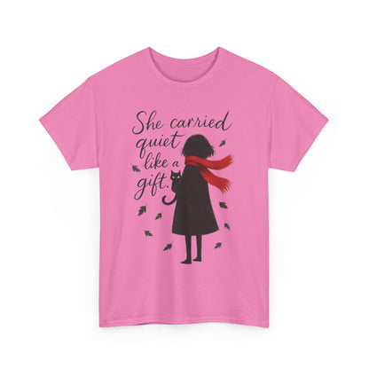 Cat Lover Womens T-Shirt, Whimsical Hand-Drawn Illustration Tee, Artistic Minimalist Gift for and Introverts, Cute Animal Apparel