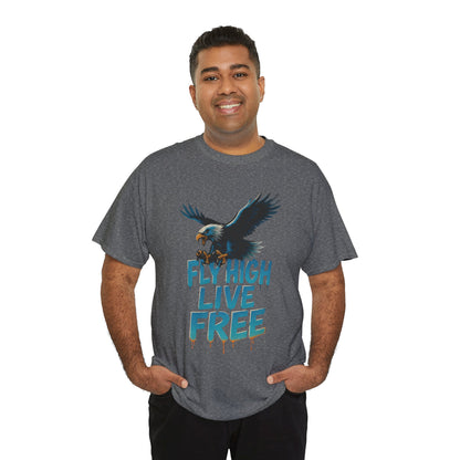 Fly High Live Free Eagle Graphic Mens T-Shirt, Eagle Tee, Fly Free Tee, Wild Flight