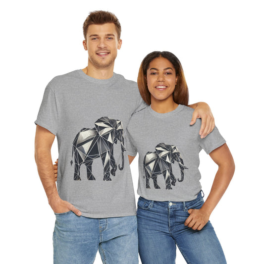 Geometric Elephant Tee - Minimalist Art Shirt, Nature Lover Gift, Animal Print T-Shirt, Unisex Cotton Tee, Eco-Friendly Wear