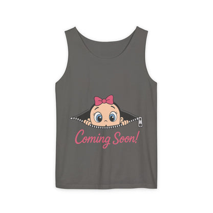 Coming Soon Maternity  Tank Top, Cute Baby Girl Pregnancy Announcement Shirt, Expecting Mom Gift, Gender Reveal Tank, Baby Shower Gift