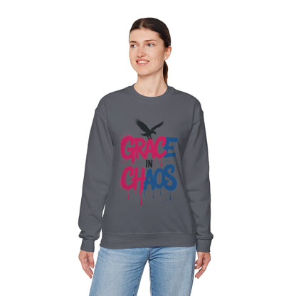 Women's Sweatshirt Grace in Chaos, Graffiti Dripping Street Art Pullover, Bold Urban Graphic