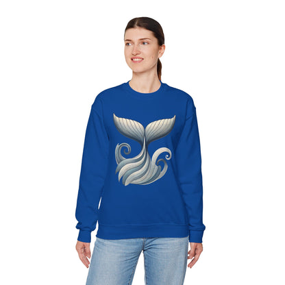 Whale Tail Ocean Sweatshirt, Unisex Heavy Blend Crewneck Sweatshirt, Nautical Coastal Sea Life Gift for Beach Lovers, Gift for Ocean Lovers