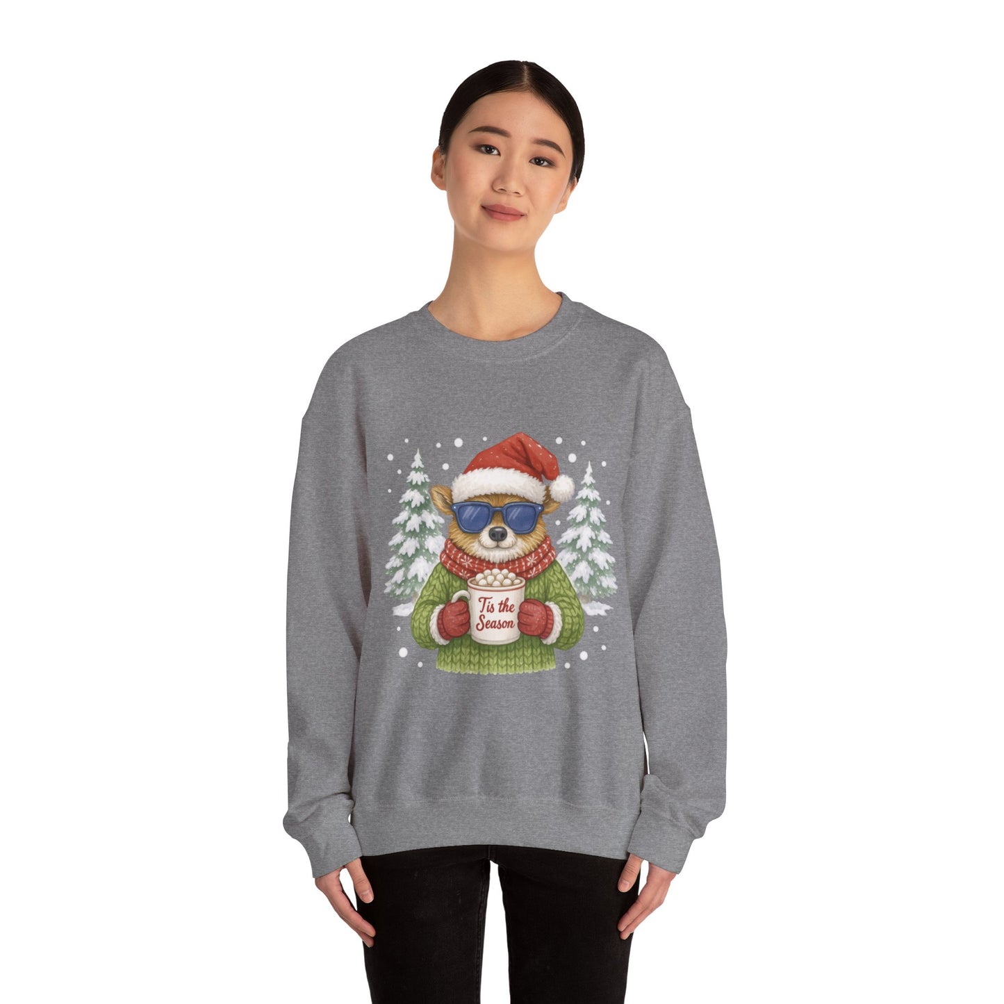 Women's Tis the Season Christmas Sweatshirt, Festive Reindeer Pullover