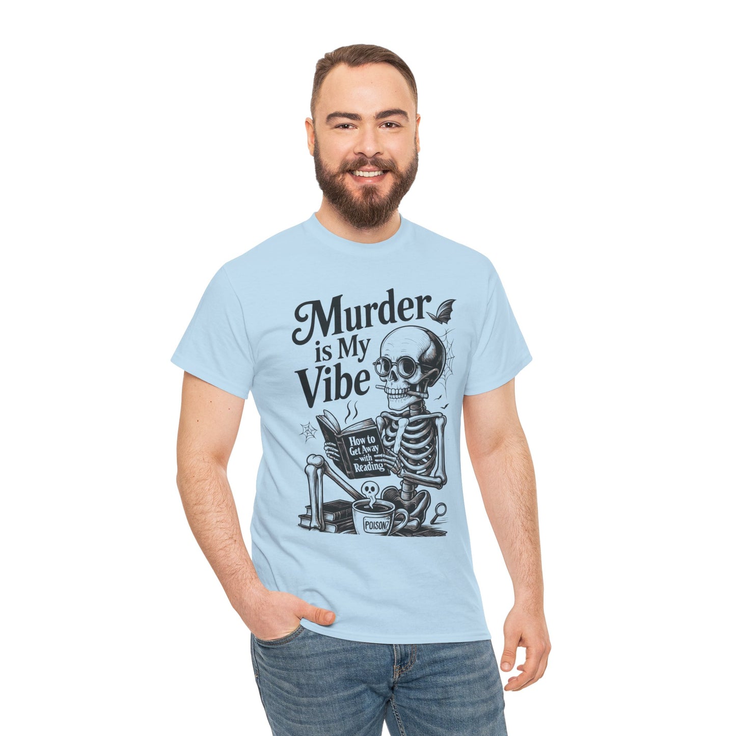 Mens Heavy Cotton Tee - "Murder is My Vibe" Graphic Shirt for Ghoulish Vibes, Halloween Fun, Spooky Season, Casual Wear, Gift for [...]