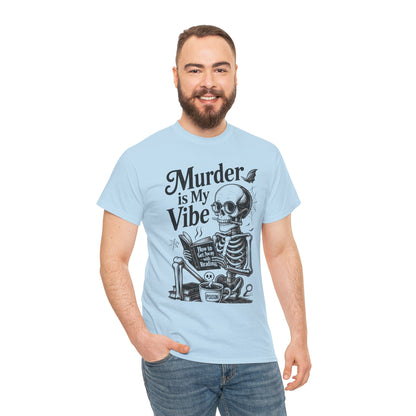 Mens Heavy Cotton Tee - "Murder is My Vibe" Graphic Shirt for Ghoulish Vibes, Halloween Fun, Spooky Season, Casual Wear, Gift for [...]