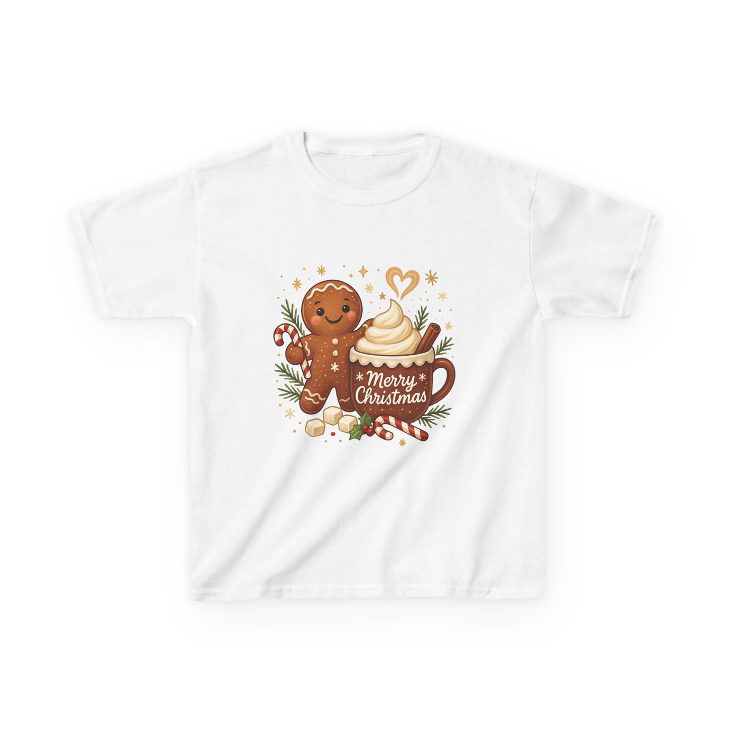 Gingerbread - Hot Cocoa Christmas Shirt for Kids, Cute Holiday Girls Tee, Kids Heavy Cotton™ Tee
