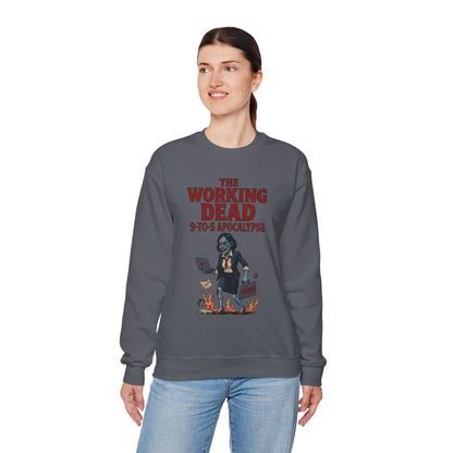Women's The Working Dead 9-to-5 Apocalypse Sweatshirt, Funny Office Zombie Horror Pullover, Halloween Zombie Work Top