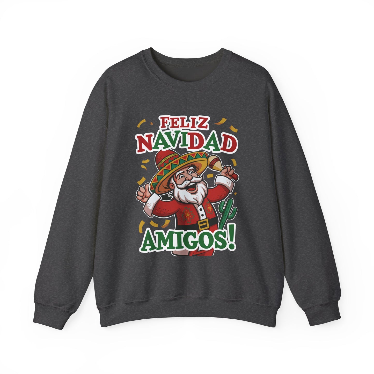 Feliz Navidad Amigos Sweatshirt, Funny Mexican Santa Christmas Jumper, Latin Holiday Fiesta Pullover