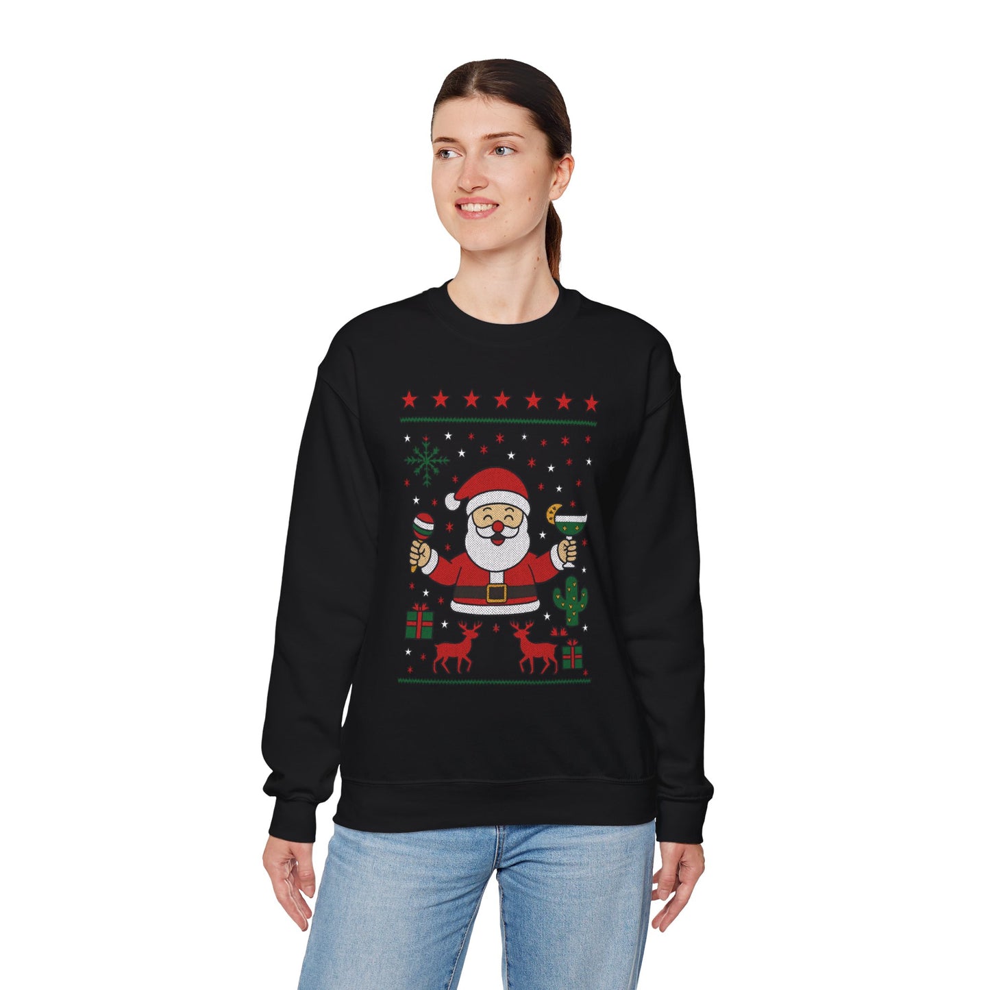 Funny Santa Women's Christmas Sweatshirt, Holiday Party Pullover