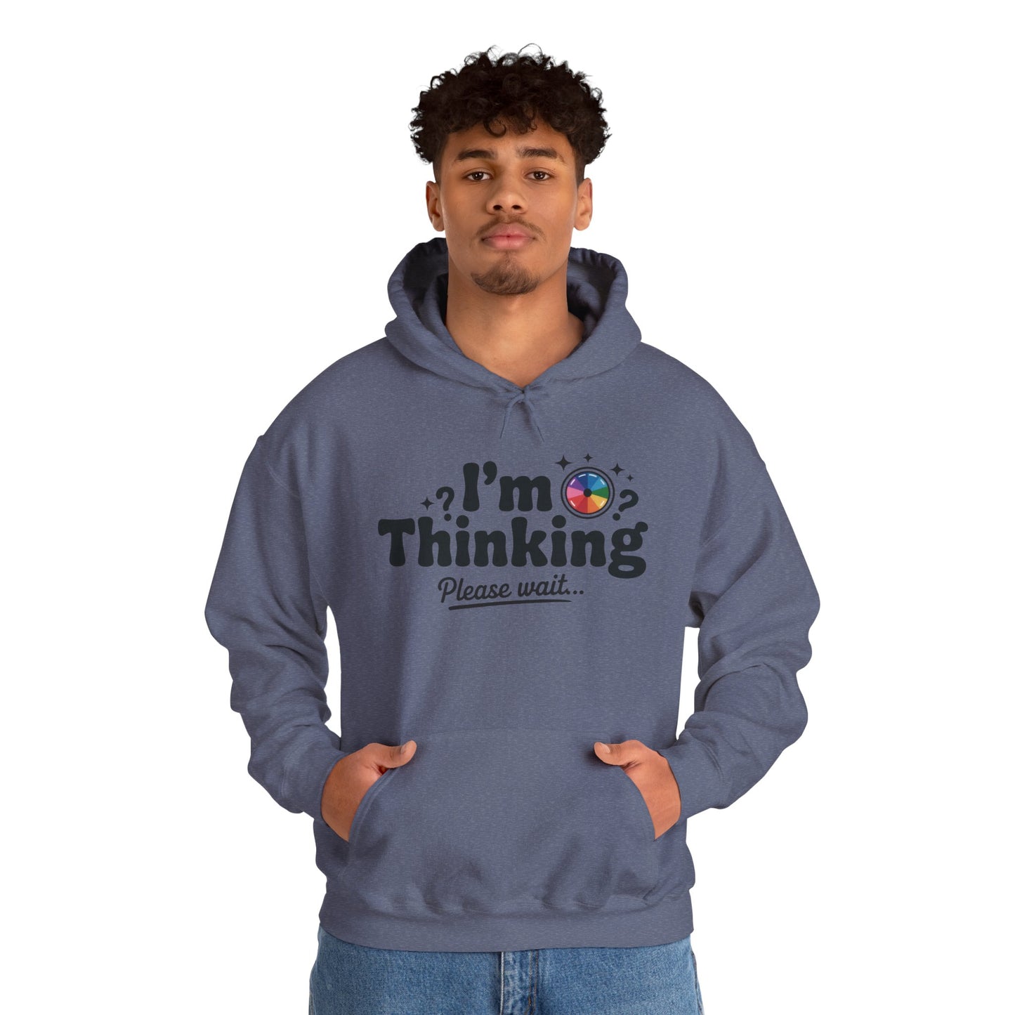 Funny - Im Thinking Please Wait - Mens Hoodie, Cute Geeky Gift for Introverts, Programmers, Designers, Fun Humor Hoodie, Gift for Adults