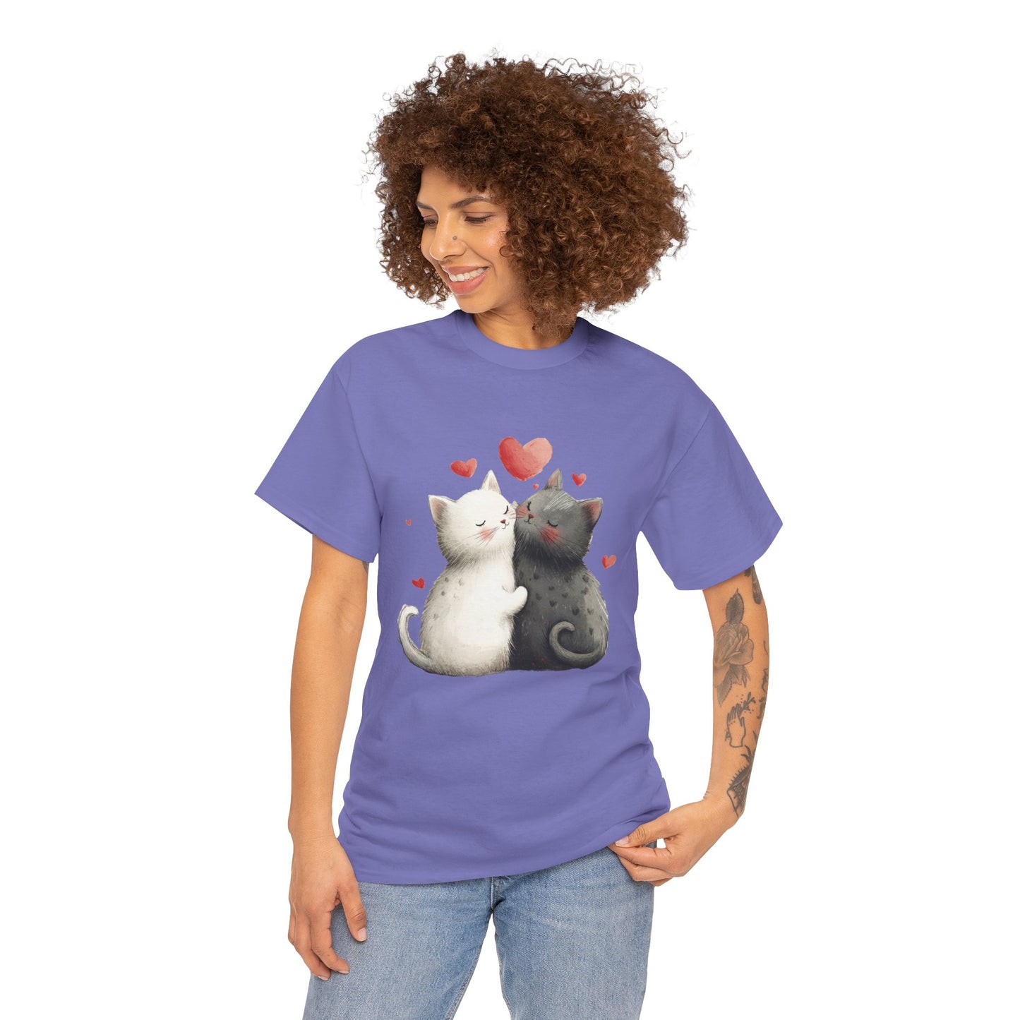 Cute Cat Love T-Shirt, Adorable Feline Couple Tee, Gift for Cat Lovers, Valentine's Day Shirt, Cozy Everyday Wear, Cat Mom T-Shirt