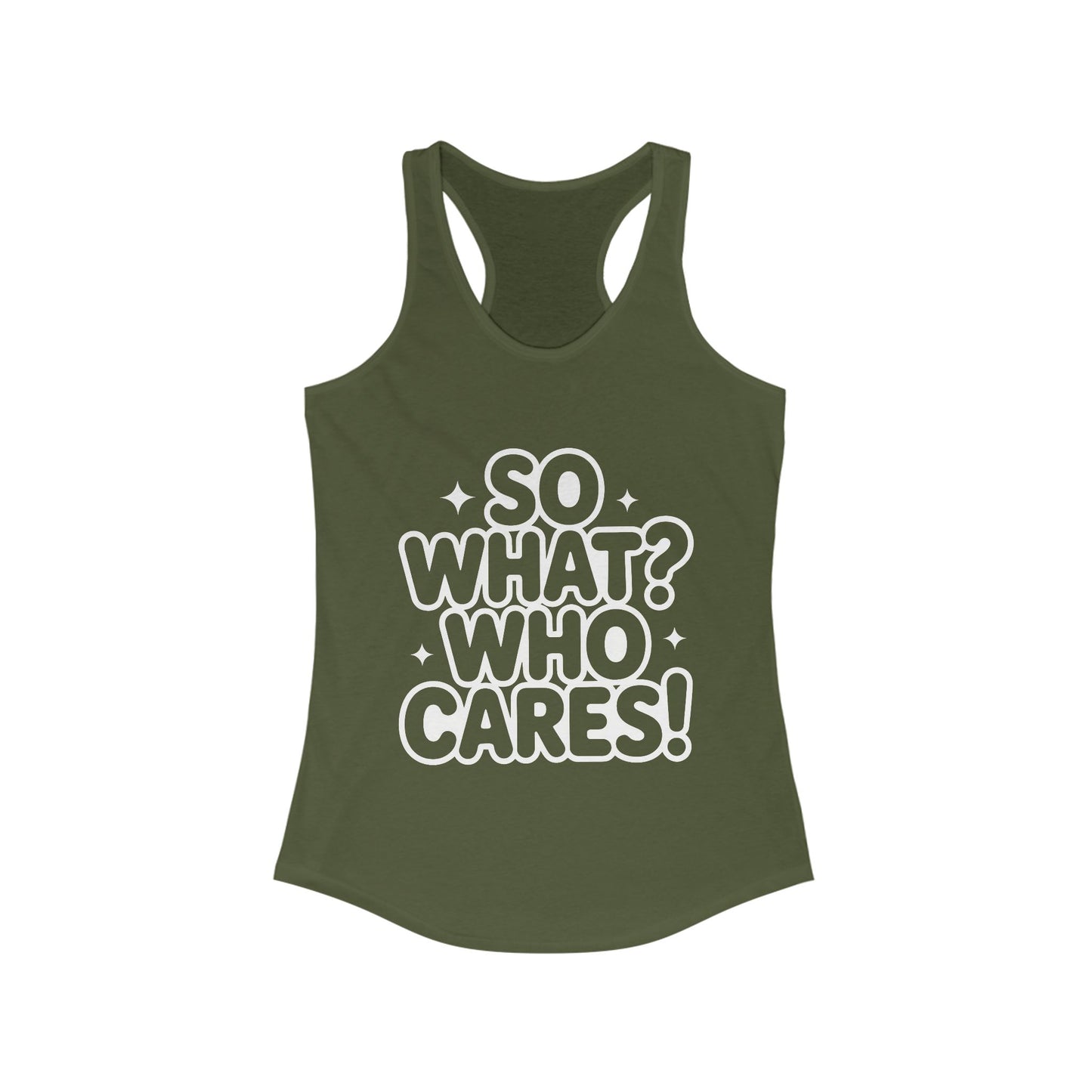 Trendy Womens Tank Top with 'So What? Who Cares!' Print, Casual Wear for Confident Souls, Funny Typography Tank, Sassy Graphic Tee for Women