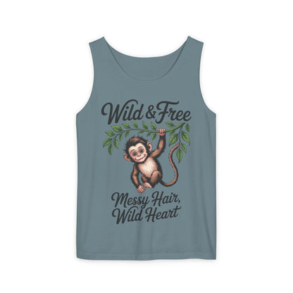 Wild & Free Monkey Tank Top, Messy Hair Wild Heart Womens Tank, Cute Jungle Animal Shirt, Boho Adventure Tank, Fun Nature Lover Gift