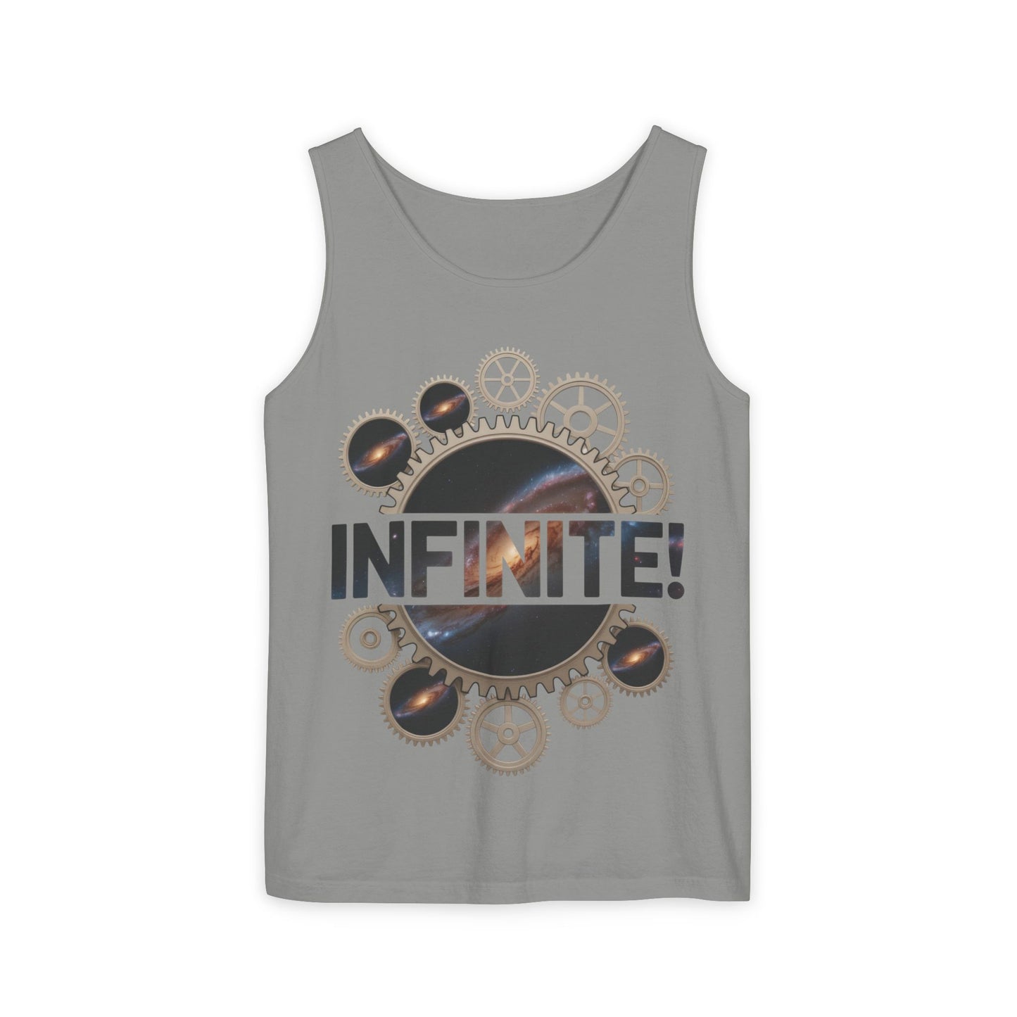 Men's INFINITE! Steampunk Space Gears T-Shirt, Cosmic Mechanical Design Tee for Sci-Fi & Engineering Lovers, Workout Shirt