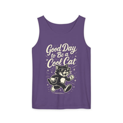Cool Cat Womens Tank Top - Good Day to Be a Cool Cat Retro Kitty Sleeveless Shirt - Funny Summer Top, Gift for Cat Lovers