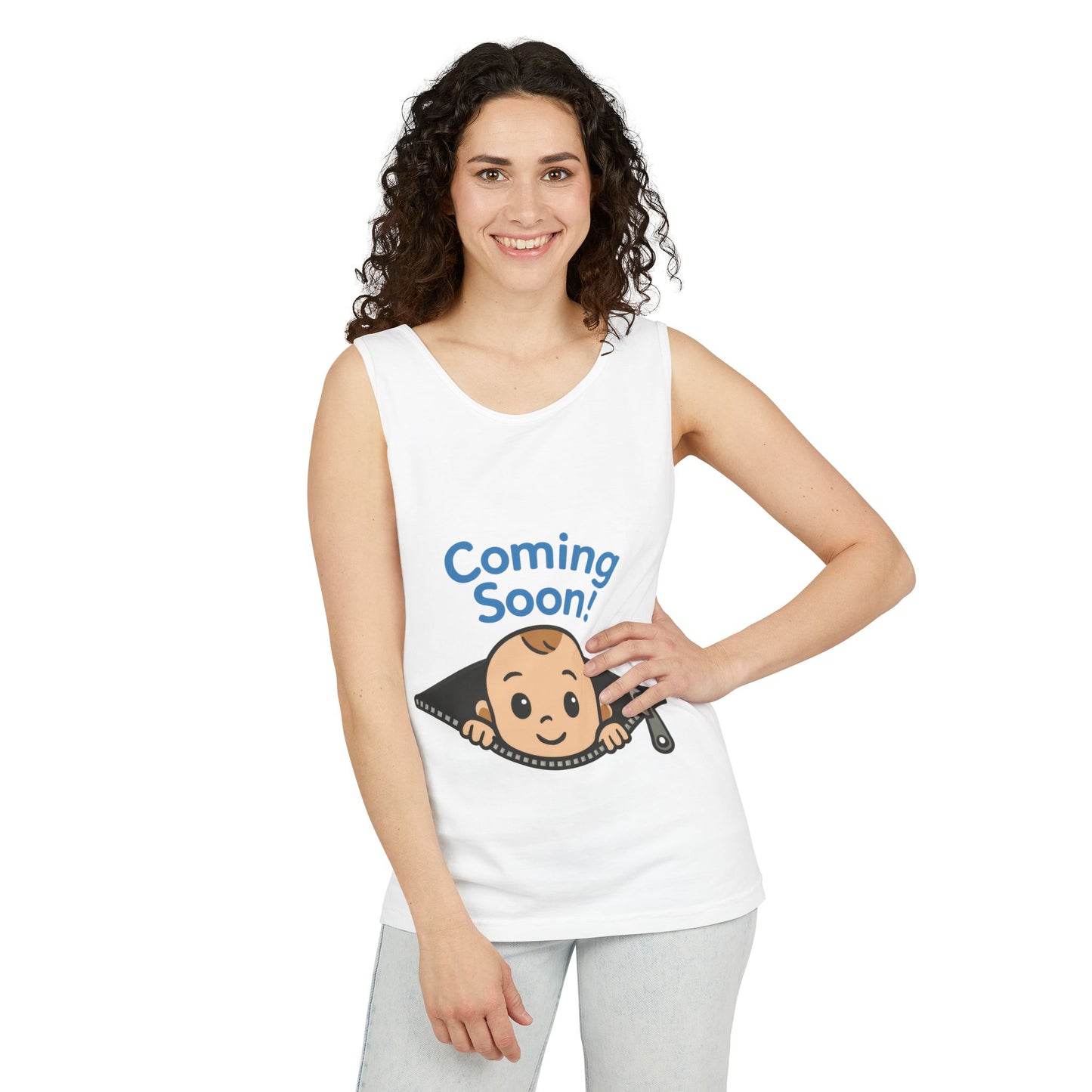 Coming Soon Maternity Tank Top, Cute Baby Boy Pregnancy Announcement Tee, Funny Expecting Mom Gift, Gender Reveal Tee, Baby Shower Top