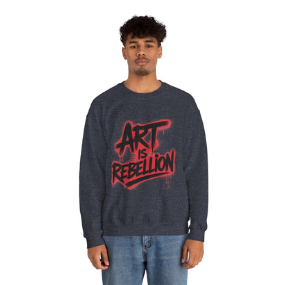 Men'sHeavy Blend™ Crewneck Sweatshirt, Art Is Rebellion Men's Crewneck Sweatshirt, Graffiti Street Art Pullover, Urban Rebellion Streetwear
