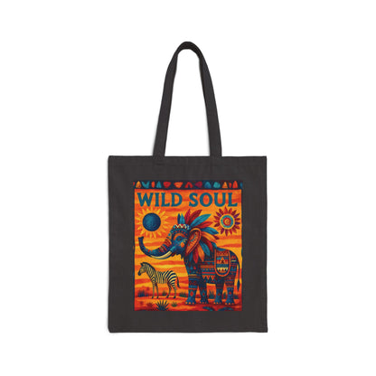 Wild Soul Elephant Tote Bag, Boho Canvas Bag, Eco-Friendly Reusable Shopping Tote, Perfect for Gifts & Everyday Use