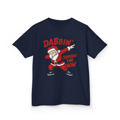 Dabbin Santa Youth Christmas T-Shirt, Funny Holiday Tee for Boys