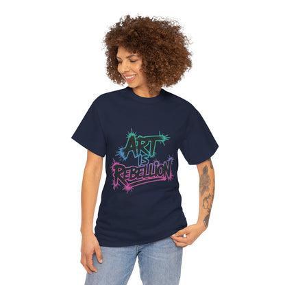 Art Is Rebellion Women's Graphic T-Shirt, Graffiti Street Art Tee, Bold Rebel Statement Top