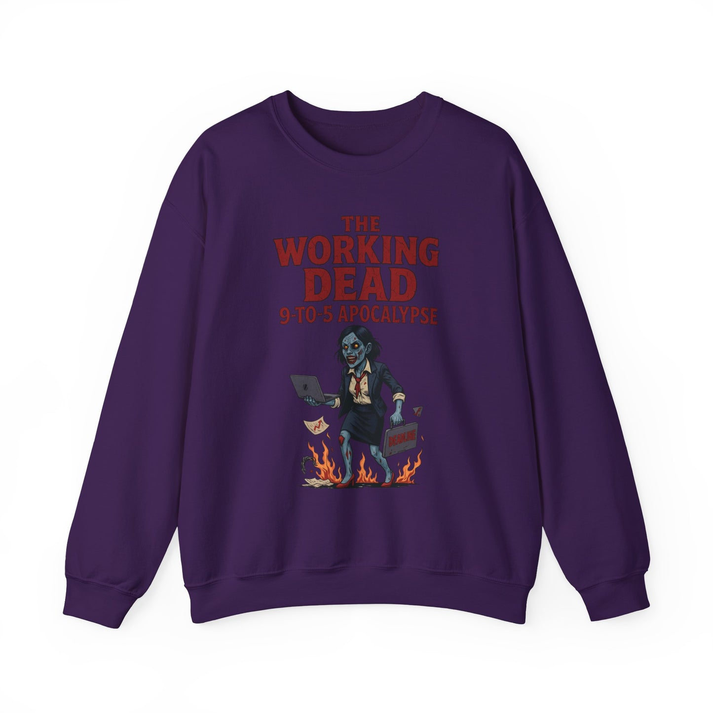 Women's The Working Dead 9-to-5 Apocalypse Sweatshirt, Funny Office Zombie Horror Pullover, Halloween Zombie Work Top